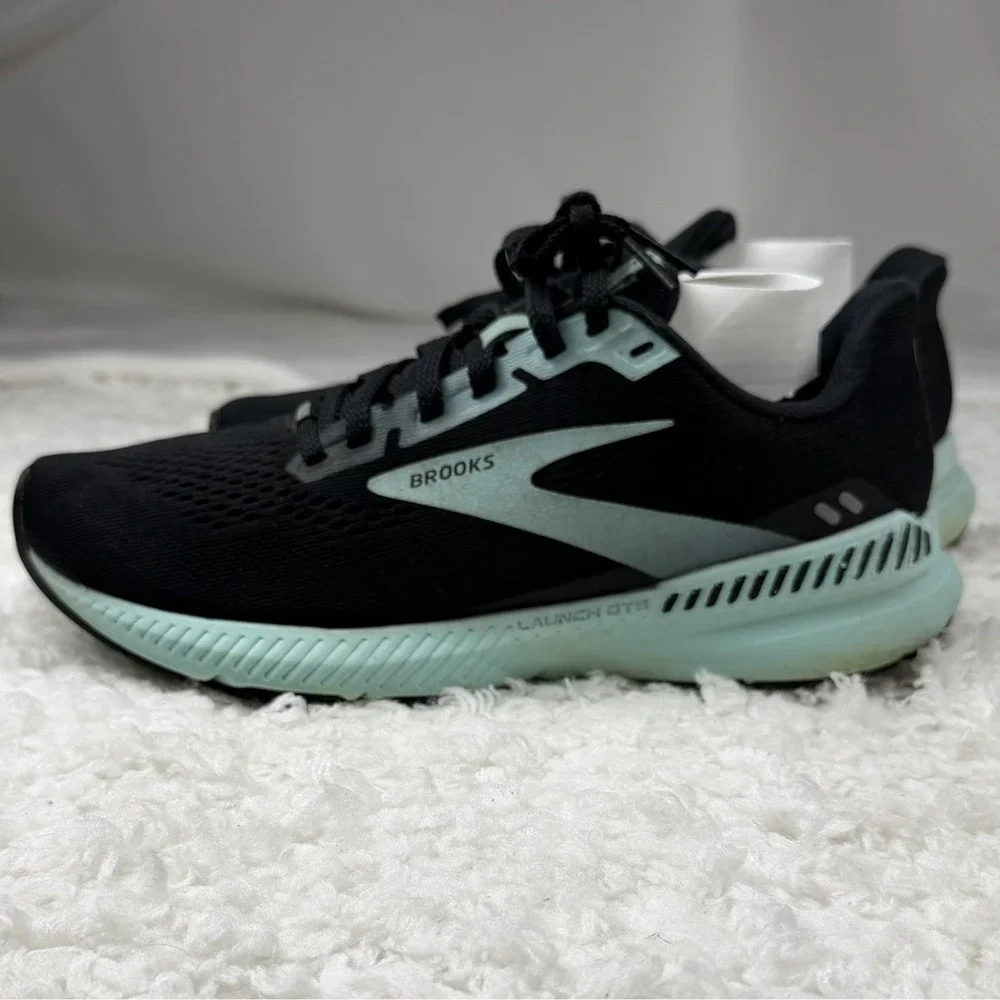 Brooks Launch GTS 8 Women's Black Low Top Lace-Up Logo Mesh Rubber 120346 Size 6